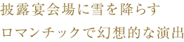 披露宴会場に雪を降らすロマンチックで幻想的な演出